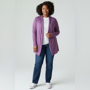 L.L.Bean women's purple open-front cardigan made from Supima cotton 1X worn once